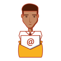 businessman and envelope mail with arroba symbol