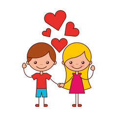 Obraz na płótnie Canvas boy and girl love hearts cartoon