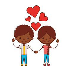 boy and girl love hearts cartoon