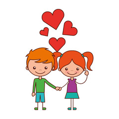 boy and girl love hearts cartoon