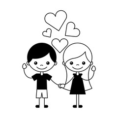 boy and girl love hearts cartoon