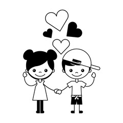 boy and girl love hearts cartoon