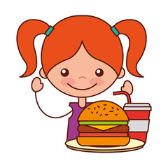 girl with burger and soda