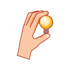hand with bulb light isolated icon