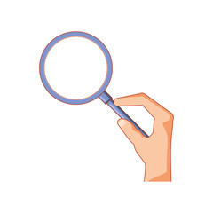 hand with search magnifying glass icon