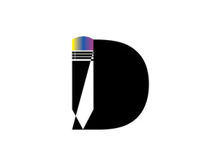 D Letters combination with colored pencils Design Logo Graphic Branding Letter Element.