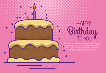 happy birthday with cake and candle decoration