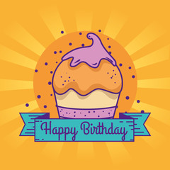 muffin with ribbon to celebrate happy birthday