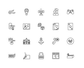 Collection of 20 Accommodation linear icons such as Bowling, Swi