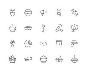 Collection of 20 India and Holi linear icons such as,