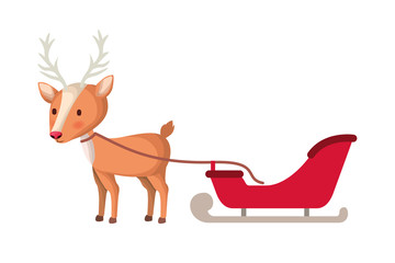 reindeer with sledge isolated icon