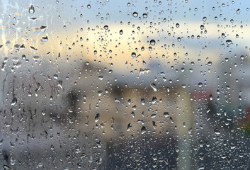 Water drops on the glass