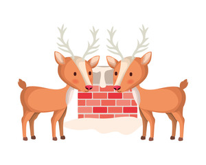 reindeer with fireplace isolated icon