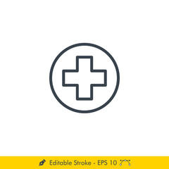 Medical Cross Icon / Vector - In Line / Stroke Design