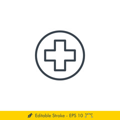 Obraz premium Medical Cross Icon / Vector - In Line / Stroke Design