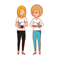women with smartphones devices