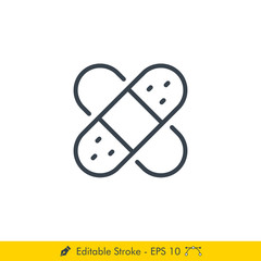Bandage Icon / Vector - In Line / Stroke Design
