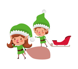 Obraz na płótnie Canvas elf couple with sleigh avatar chatacter