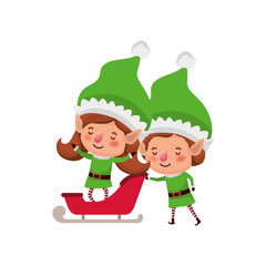 elf couple with sleigh avatar chatacter
