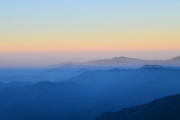 Fototapeta na wymiar View of sunset at the mountain.