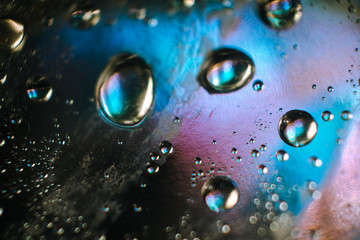 The shining drops on the foil