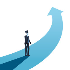 businessman with financial arrows up growth