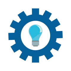 bulb idea gear on white background