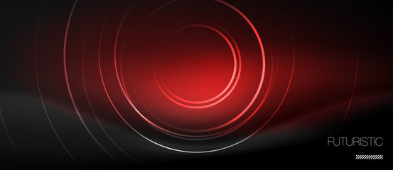 Dark abstract background with glowing neon circles