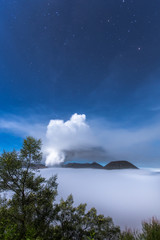 Star at night. at volcano Bromo, Indonesia