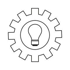 bulb idea gear on white background