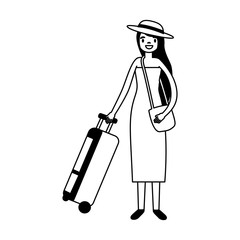 tourist woman with travel suitcase vacations