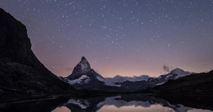 4K - Zermatt Matterhorn Timelapse At NIght