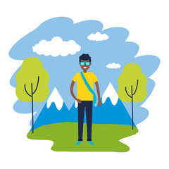 man travel nature mountains landscape