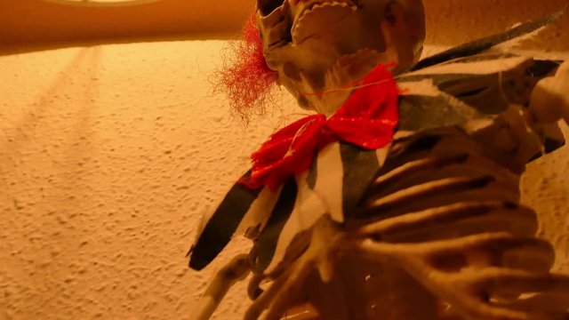 A funny and terrorific Halloween clown skeleton