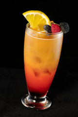 Tequila Sunrise cocktail with tequila, orange juice and grenadine