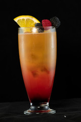 Tequila Sunrise cocktail with tequila, orange juice and grenadine