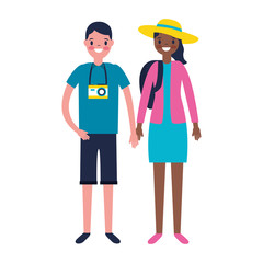 couple tourists with bag travel vacations