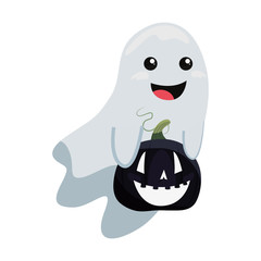 halloween ghost with black pumpkin