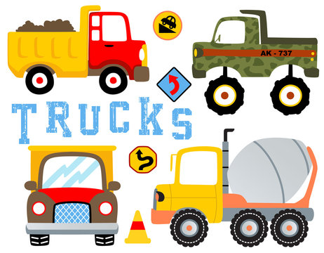 vector set of trucks cartoon