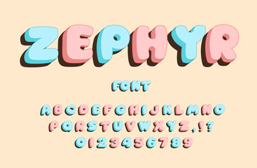 Cute delicate font and alphabet for banners, cards, and posters. Vector illustration