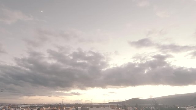 Sunset time Lapse with beautiful clouds on Cruce de Arinaga, Ag&radic;&ordm;imes, Gran Canaria, Spain.