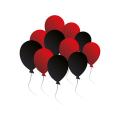 bunch balloons party on white background