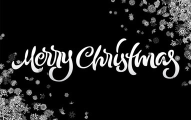 Christmas snowflake abstract background with falling scattered snow for winter New Years Eve holidays celebration