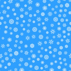 Christmas snowflakes seamless pattern with snowfall