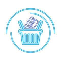online shopping basket bank card neon