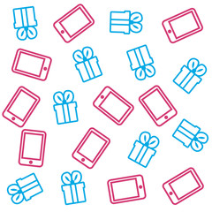 online shopping mobile gift boxes pattern