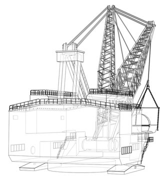 recommend clip art: Dragline walking excavator. Vector