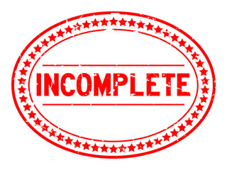 Grunge red incomplete word oval rubber seal stamp on white background