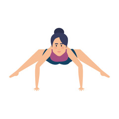 woman practicing yoga position