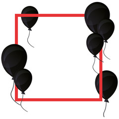 balloons frame decoration on white background